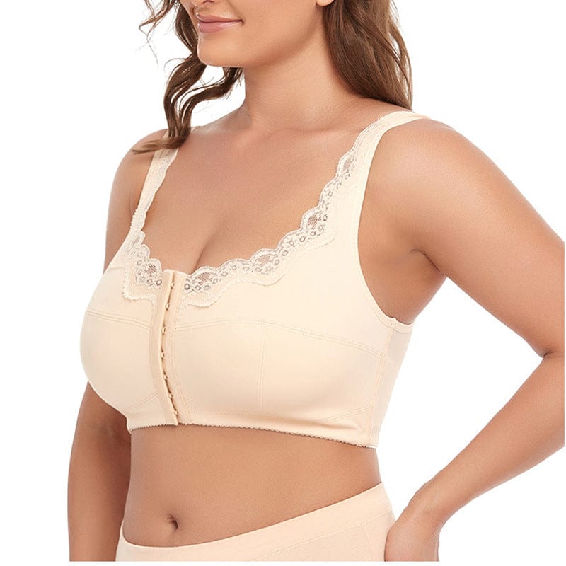 Women's Full Coverage Front Closure Wire Free Back Support Bra 