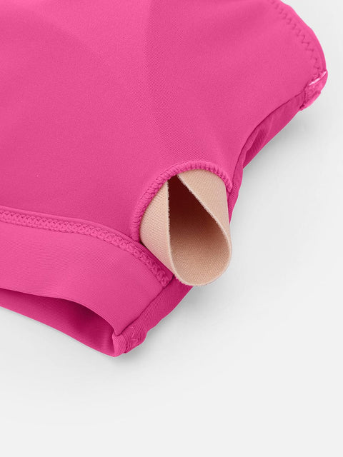 Curvypower Apparel & Accessories > Clothing > Swimwear > Swimsuits Deep V Metal Ring Drawstring Tummy Control Bikini Swimsuit with Removable Pads