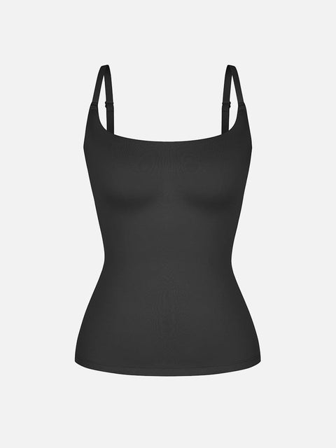 Curvypower Apparel & Accessories > Clothing > Tops > Tank Tops Black / XS Scoop Neck Tank Top with Light Shaping and Anti-Sheer Bust Lining