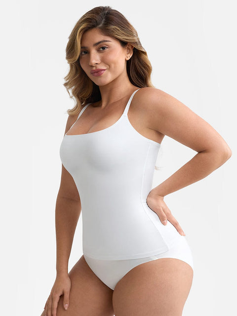 Curvypower Apparel & Accessories > Clothing > Tops > Tank Tops Scoop Neck Tank Top with Light Shaping and Anti-Sheer Bust Lining