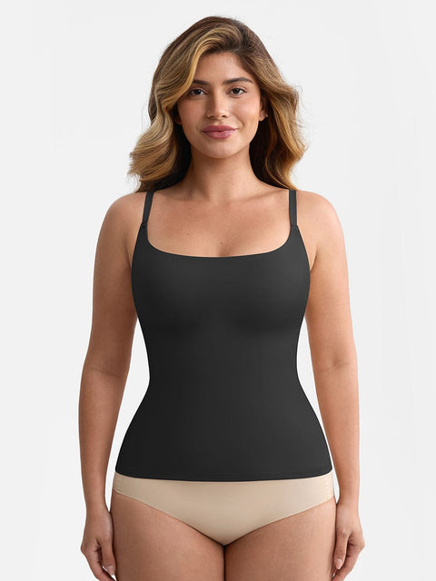 Curvypower Apparel & Accessories > Clothing > Tops > Tank Tops Scoop Neck Tank Top with Light Shaping and Anti-Sheer Bust Lining