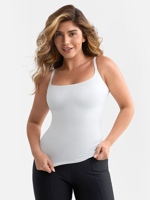 Curvypower Apparel & Accessories > Clothing > Tops > Tank Tops Scoop Neck Tank Top with Light Shaping and Anti-Sheer Bust Lining
