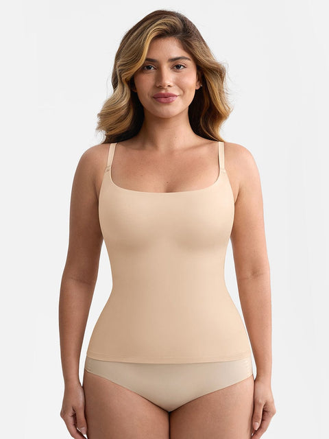 Curvypower Apparel & Accessories > Clothing > Tops > Tank Tops Scoop Neck Tank Top with Light Shaping and Anti-Sheer Bust Lining