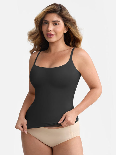 Curvypower Apparel & Accessories > Clothing > Tops > Tank Tops Scoop Neck Tank Top with Light Shaping and Anti-Sheer Bust Lining