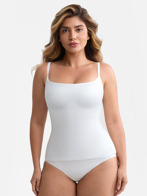 Curvypower Apparel & Accessories > Clothing > Tops > Tank Tops Scoop Neck Tank Top with Light Shaping and Anti-Sheer Bust Lining