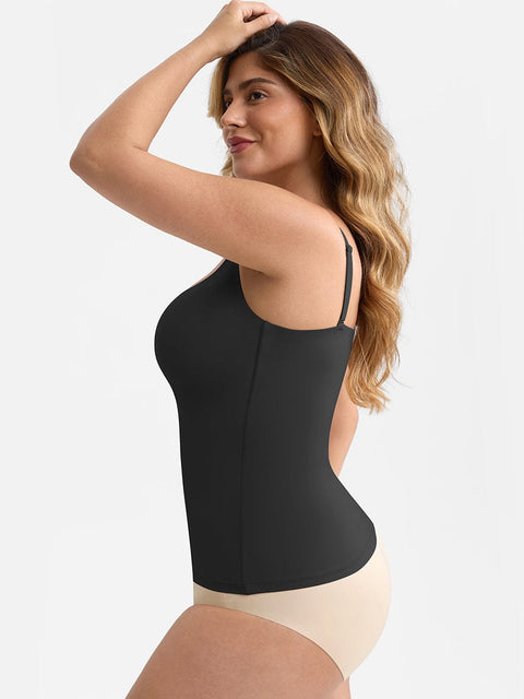 Curvypower Apparel & Accessories > Clothing > Tops > Tank Tops Scoop Neck Tank Top with Light Shaping and Anti-Sheer Bust Lining