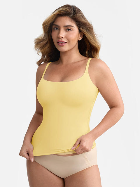 Curvypower Apparel & Accessories > Clothing > Tops > Tank Tops Scoop Neck Tank Top with Light Shaping and Anti-Sheer Bust Lining