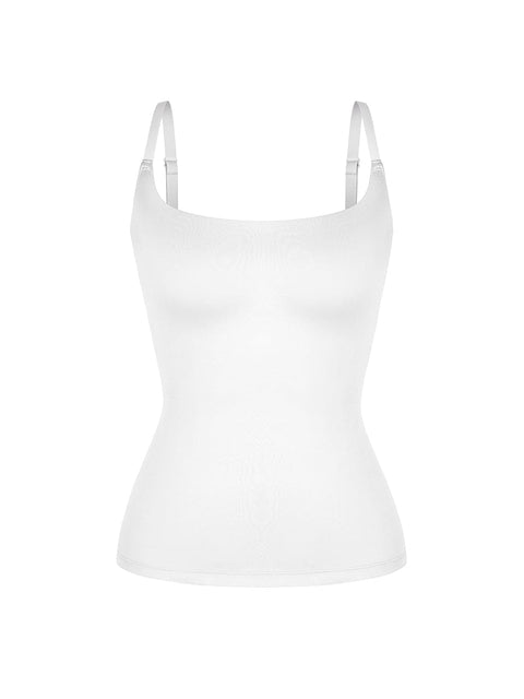 Curvypower Apparel & Accessories > Clothing > Tops > Tank Tops White / XS Scoop Neck Tank Top with Light Shaping and Anti-Sheer Bust Lining