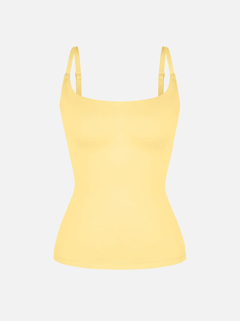 Curvypower Apparel & Accessories > Clothing > Tops > Tank Tops Yellow / XS Scoop Neck Tank Top with Light Shaping and Anti-Sheer Bust Lining