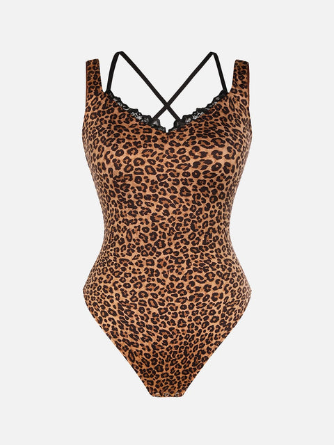Curvypower Apparel & Accessories > Clothing > Underwear & Socks > Bodysuits Lace V-Neck T-Back Waist and Abdomen Shaping Thong Bodysuit