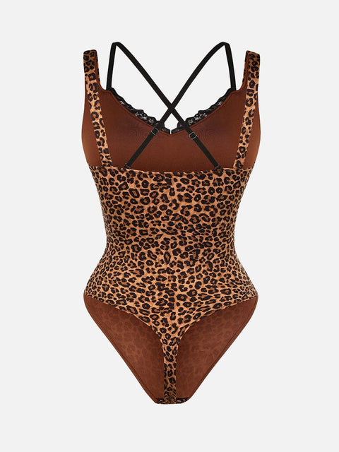 Curvypower Apparel & Accessories > Clothing > Underwear & Socks > Bodysuits Lace V-Neck T-Back Waist and Abdomen Shaping Thong Bodysuit
