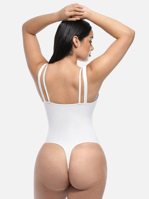 Curvypower Apparel & Accessories > Clothing > Underwear & Socks > Bodysuits Lace V-Neck T-Back Waist and Abdomen Shaping Thong Bodysuit