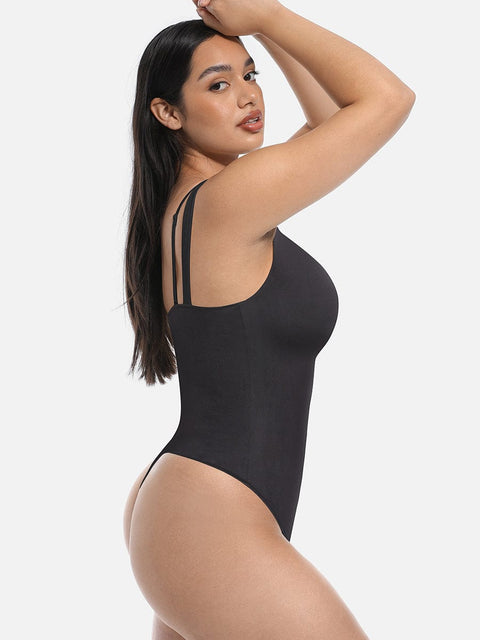 Curvypower Apparel & Accessories > Clothing > Underwear & Socks > Bodysuits Lace V-Neck T-Back Waist and Abdomen Shaping Thong Bodysuit