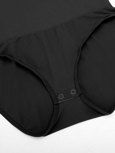 Curvypower Apparel & Accessories > Clothing > Underwear & Socks > Bodysuits Seamless Crew Neck Long Sleeve Tummy Control Snap Crotch Briefs Bodysuit