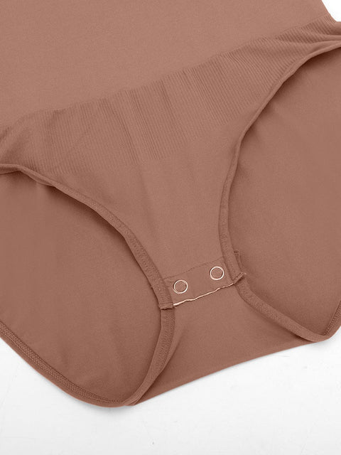 Curvypower Apparel & Accessories > Clothing > Underwear & Socks > Bodysuits Seamless Crew Neck Long Sleeve Tummy Control Snap Crotch Briefs Bodysuit
