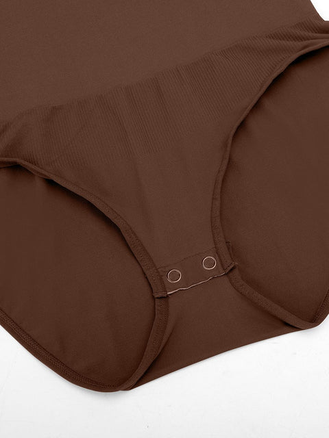 Curvypower Apparel & Accessories > Clothing > Underwear & Socks > Bodysuits Seamless Crew Neck Long Sleeve Tummy Control Snap Crotch Briefs Bodysuit
