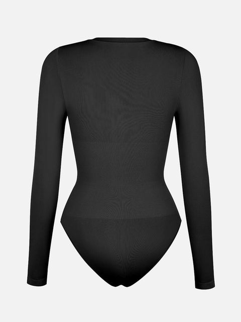 Curvypower Apparel & Accessories > Clothing > Underwear & Socks > Bodysuits Seamless Crew Neck Long Sleeve Tummy Control Snap Crotch Briefs Bodysuit