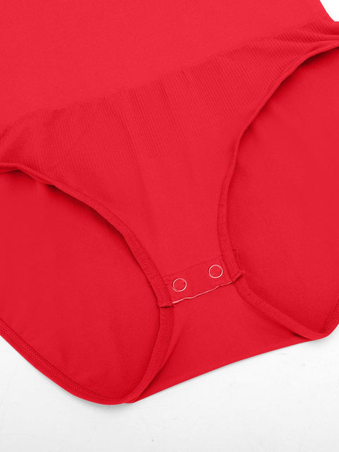 Curvypower Apparel & Accessories > Clothing > Underwear & Socks > Bodysuits Seamless Crew Neck Long Sleeve Tummy Control Snap Crotch Briefs Bodysuit