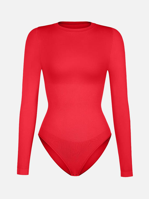 Curvypower Apparel & Accessories > Clothing > Underwear & Socks > Bodysuits Seamless Crew Neck Long Sleeve Tummy Control Snap Crotch Briefs Bodysuit