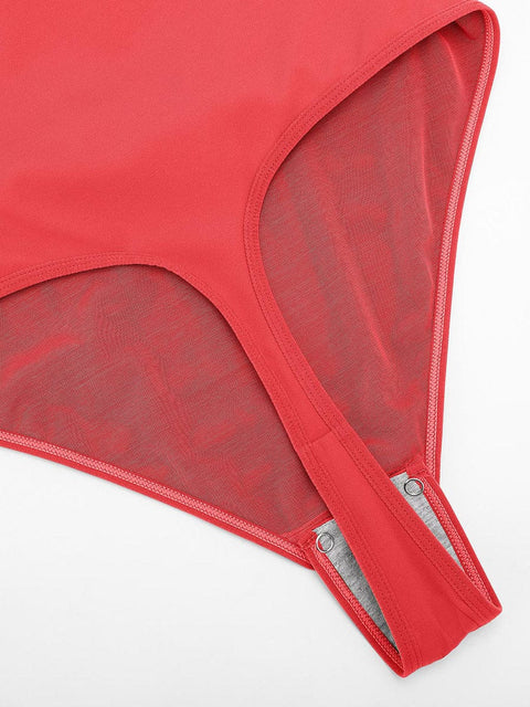 Curvypower Apparel & Accessories > Clothing > Underwear & Socks > Bodysuits V-neck Overlapping Pleated Shapewear Bodysuit with Tummy Control