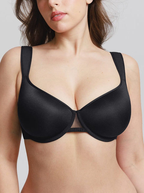 Curvypower Apparel & Accessories > Clothing > Underwear & Socks > Bras Black / 34B Full Coverage Underwire Bra with Memory Foam Cups and Side Support