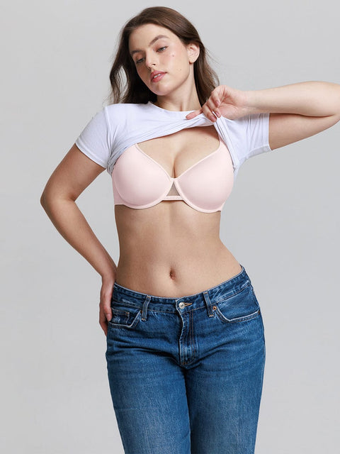 Curvypower Apparel & Accessories > Clothing > Underwear & Socks > Bras Full Coverage Underwire Bra with Memory Foam Cups and Side Support