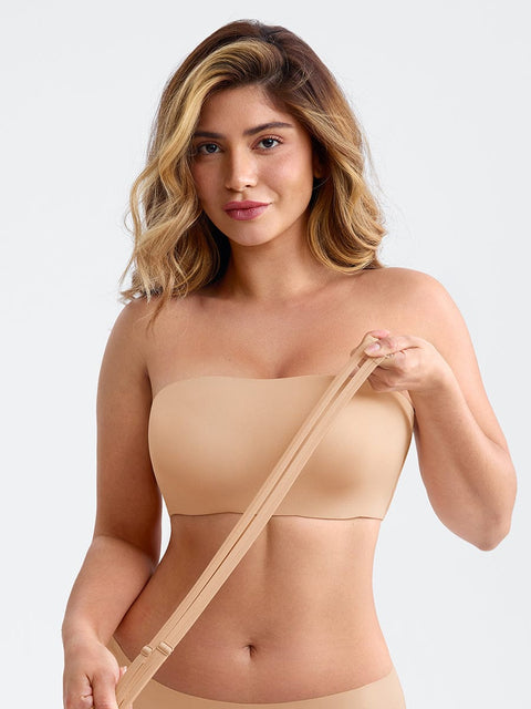 Curvypower Apparel & Accessories > Clothing > Underwear & Socks > Bras Light Skin / S Strapless Anti-Slip Bandeau Bra with Fixed Molded Cups and FeelSoft Fabric