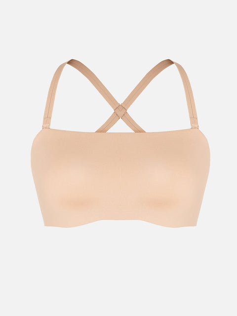 Curvypower Apparel & Accessories > Clothing > Underwear & Socks > Bras Strapless Anti-Slip Bandeau Bra with Fixed Molded Cups and FeelSoft Fabric