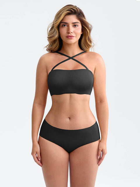 Curvypower Apparel & Accessories > Clothing > Underwear & Socks > Bras Strapless Anti-Slip Bandeau Bra with Fixed Molded Cups and FeelSoft Fabric