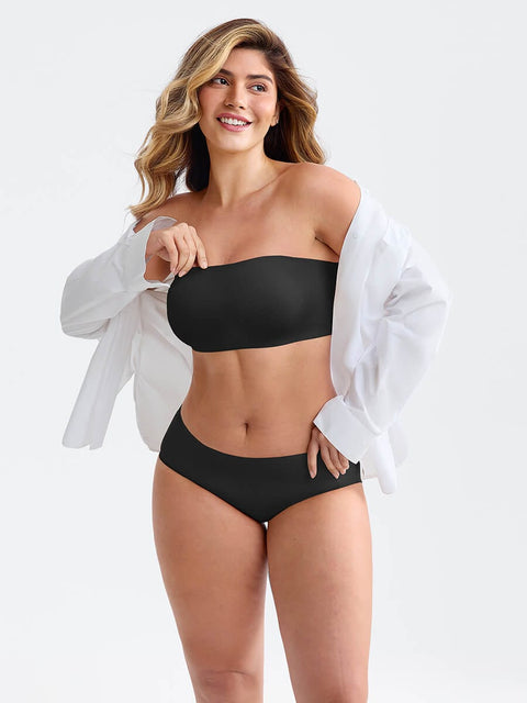 Curvypower Apparel & Accessories > Clothing > Underwear & Socks > Bras Strapless Anti-Slip Bandeau Bra with Fixed Molded Cups and FeelSoft Fabric
