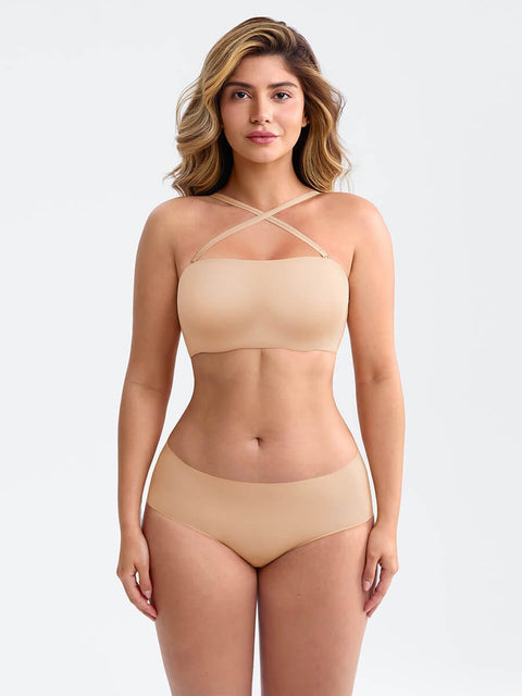 Curvypower Apparel & Accessories > Clothing > Underwear & Socks > Bras Strapless Anti-Slip Bandeau Bra with Fixed Molded Cups and FeelSoft Fabric