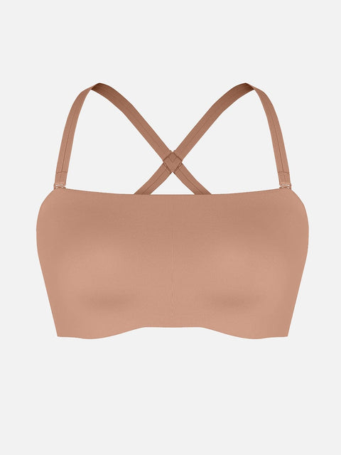 Curvypower Apparel & Accessories > Clothing > Underwear & Socks > Bras Strapless Anti-Slip Bandeau Bra with Fixed Molded Cups and FeelSoft Fabric