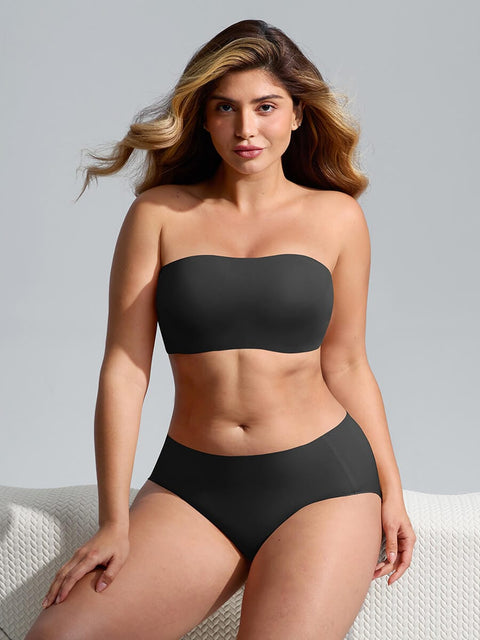 Curvypower Apparel & Accessories > Clothing > Underwear & Socks > Bras Strapless Anti-Slip Bandeau Bra with Fixed Molded Cups and FeelSoft Fabric