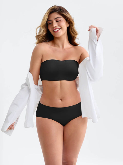Curvypower Apparel & Accessories > Clothing > Underwear & Socks > Bras Strapless Anti-Slip Bandeau Bra with Fixed Molded Cups and FeelSoft Fabric