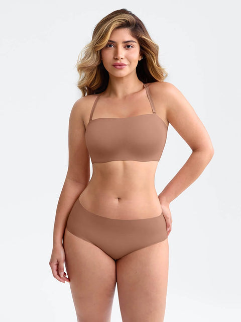 Curvypower Apparel & Accessories > Clothing > Underwear & Socks > Bras Strapless Anti-Slip Bandeau Bra with Fixed Molded Cups and FeelSoft Fabric