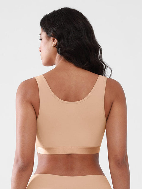 Curvypower Apparel & Accessories > Clothing > Underwear & Socks > Bras Women's Recovery Comfort Front Closure Wireless Gentle Compression Support Bra with 3D Molded Cups & Wide Adjustable Straps