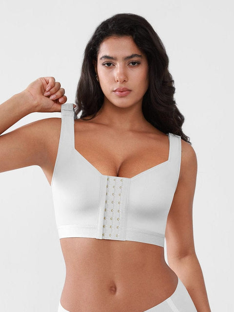 Curvypower Apparel & Accessories > Clothing > Underwear & Socks > Bras Women's Recovery Comfort Front Closure Wireless Gentle Compression Support Bra with 3D Molded Cups & Wide Adjustable Straps
