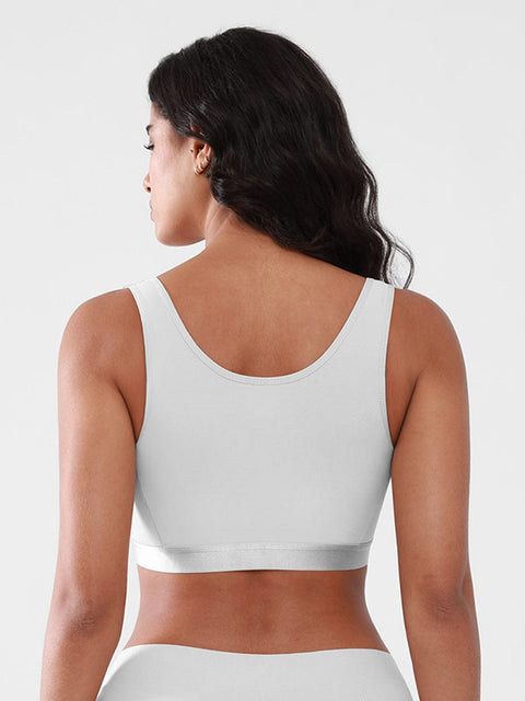 Curvypower Apparel & Accessories > Clothing > Underwear & Socks > Bras Women's Recovery Comfort Front Closure Wireless Gentle Compression Support Bra with 3D Molded Cups & Wide Adjustable Straps