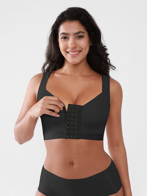 Curvypower Apparel & Accessories > Clothing > Underwear & Socks > Bras Women's Recovery Comfort Front Closure Wireless Gentle Compression Support Bra with 3D Molded Cups & Wide Adjustable Straps