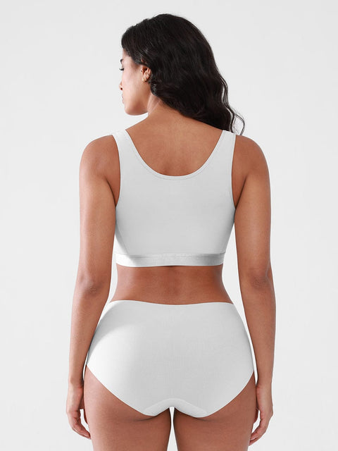 Curvypower Apparel & Accessories > Clothing > Underwear & Socks > Bras Women's Recovery Comfort Front Closure Wireless Gentle Compression Support Bra with 3D Molded Cups & Wide Adjustable Straps