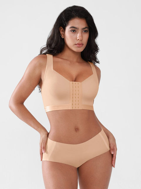 Curvypower Apparel & Accessories > Clothing > Underwear & Socks > Bras Women's Recovery Comfort Front Closure Wireless Gentle Compression Support Bra with 3D Molded Cups & Wide Adjustable Straps