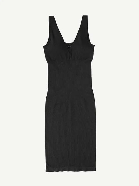 CurvyPower | UK Bodycon Deep V Neck Bodycon Shaping Midi Dress with Removable Pads