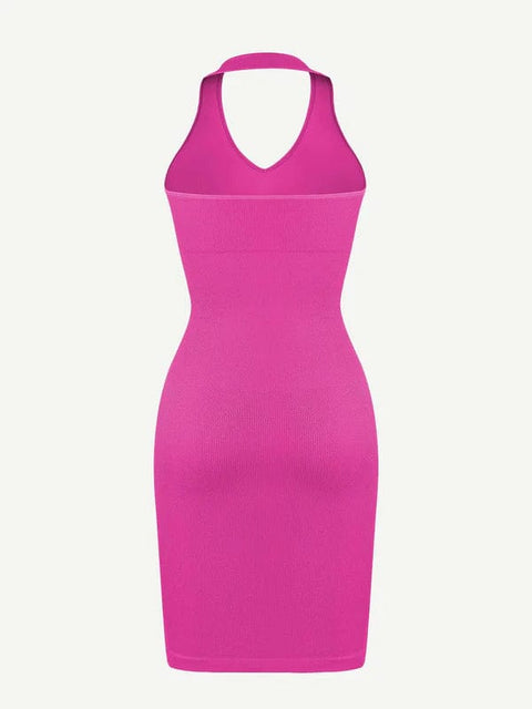 CurvyPower | UK Bodycon Halter Neck Shapewear Bodycon Midi Dress
