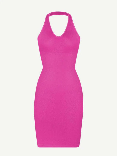 CurvyPower | UK Bodycon Halter Neck Shapewear Bodycon Midi Dress