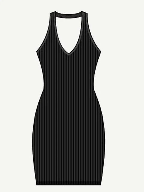 CurvyPower | UK Bodycon Halter Neck Shapewear Bodycon Midi Dress
