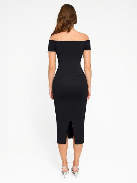 CurvyPower | UK Bodycon Short Sleeve Bodycon Shapewear Midi Dress