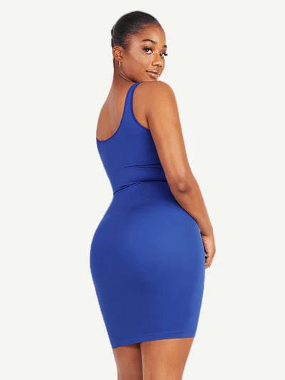 CurvyPower | UK Bodycon Square Neck Midi Dress Shapewear Bodycon With Removable Pads