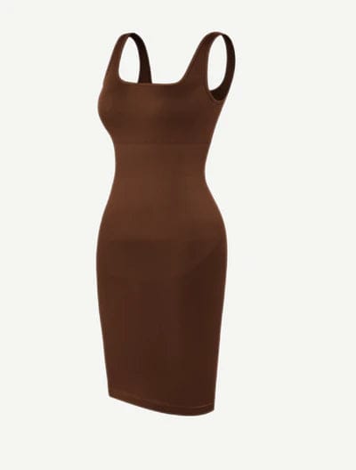 CurvyPower | UK Bodycon Square Neck Midi Dress Shapewear Bodycon With Removable Pads