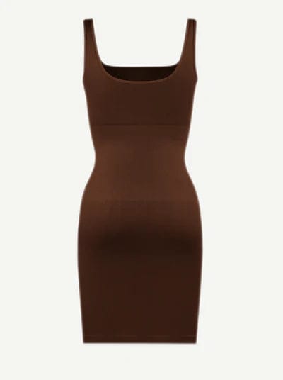 CurvyPower | UK Bodycon Square Neck Midi Dress Shapewear Bodycon With Removable Pads