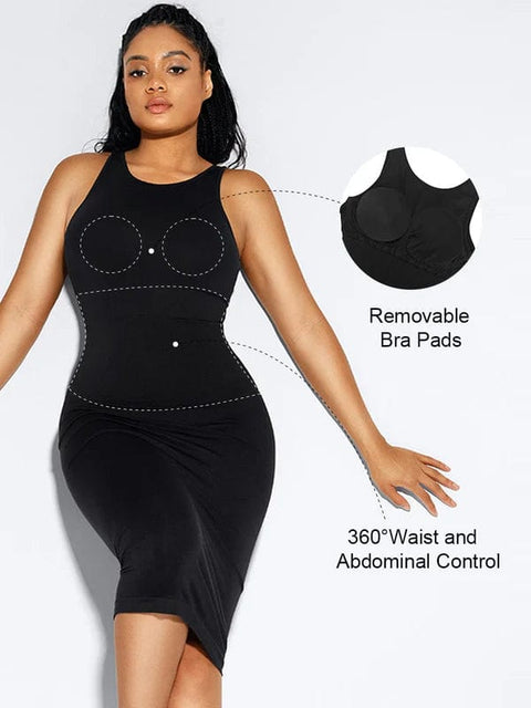 CurvyPower | UK Bodycon Tummy Control Bodycon Shapewear Midi Dress